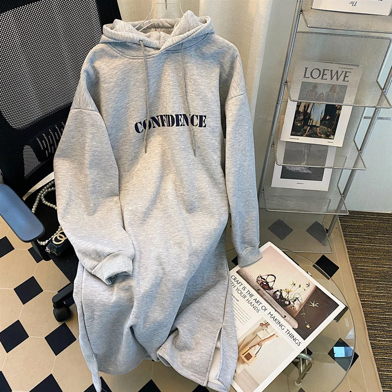 Korean Style Letter Print Hoodie Dress Women's Slim Straight Long Skirt Comfortable Home Wear Outdoor Fashionable Youthwear
Korean Style Letter Print Hoodie Dress Women's Slim Straight Long Skirt Comfortable Home Wear Outdoor Fashionable Youthwear