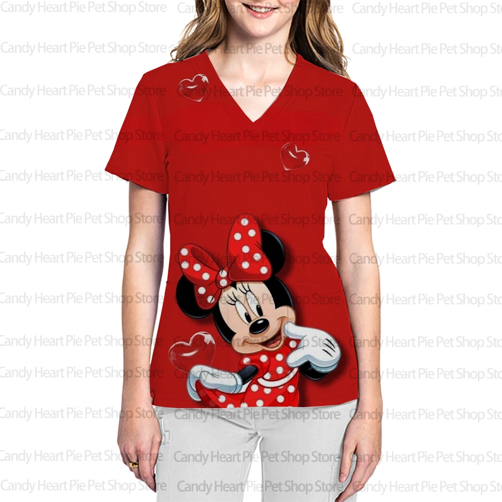 Summer Disney Mickey women's V-neck short-sleeved nurse uniform pocket work uniform tops print scrub doctor nurse uniform T-shir
Summer Disney Mickey women's V-neck short-sleeved nurse uniform pocket work uniform tops print scrub doctor nurse uniform T-shir
