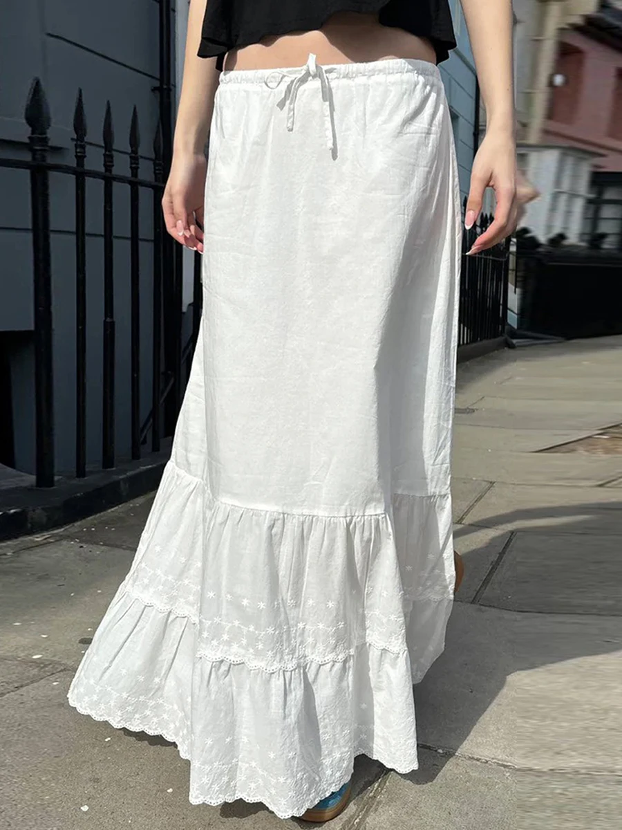 Women's Embroidered Long Skirt Ruffle Seams Drawstring Tie Waist Solid Color Flowy Skirts for Streetwear Party Fairycore Y2K 00s
Women's Embroidered Long Skirt Ruffle Seams Drawstring Tie Waist Solid Color Flowy Skirts for Streetwear Party Fairycore Y2K 00s