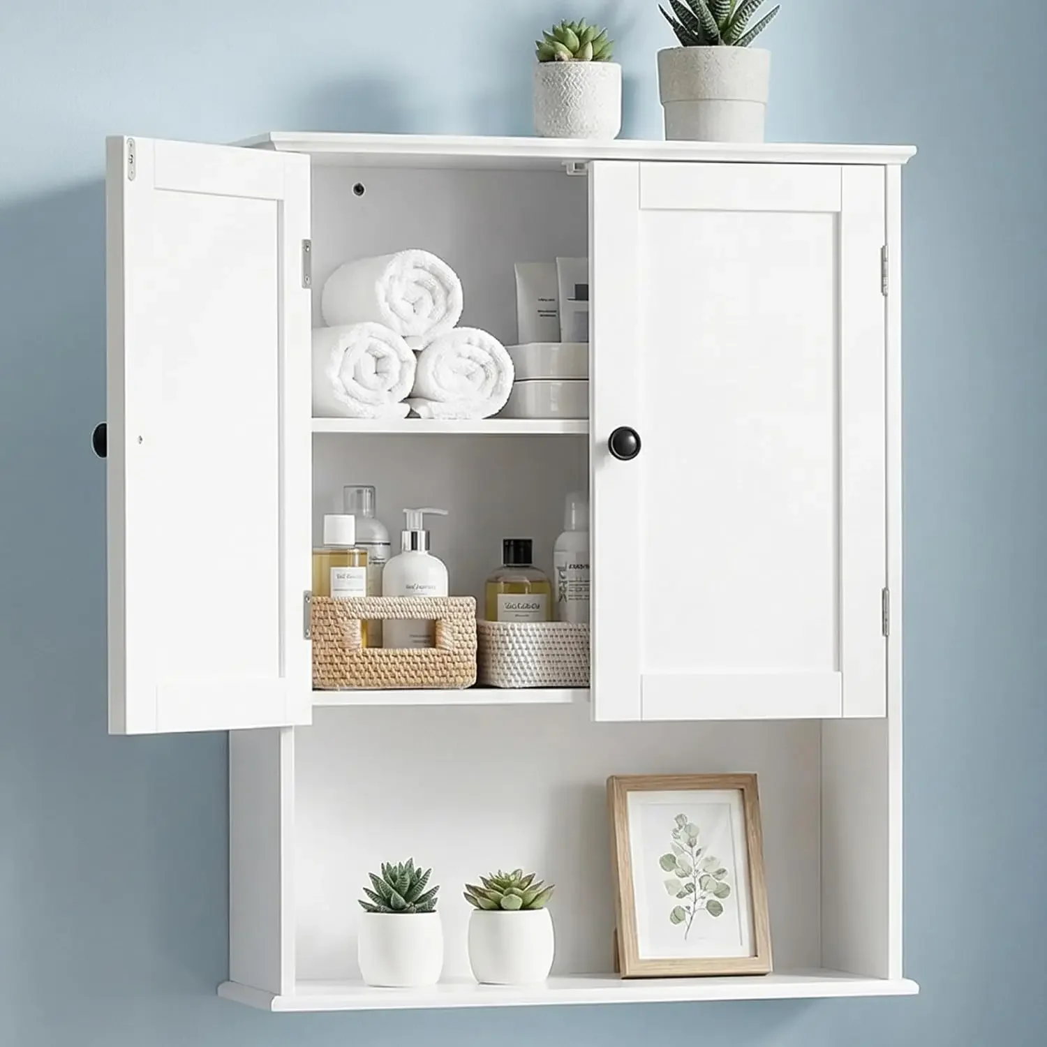 Bathroom Wall Cabinet, White 30" x 24" Wall Mounted Medicine Cabinet, Over Toilet Storage Hanging Cabinet Adjustable Shelves Cup
Bathroom Wall Cabinet, White 30" x 24" Wall Mounted Medicine Cabinet, Over Toilet Storage Hanging Cabinet Adjustable Shelves Cup