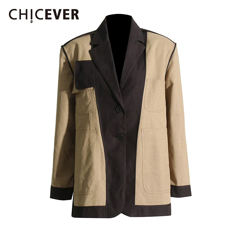 CHICEVER Colorblock Spliced Pockets Jacket Female Lapel Long Sleeve Loose Office Commute Style Women's Jackets Autumn Fashion
CHICEVER Colorblock Spliced Pockets Jacket Female Lapel Long Sleeve Loose Office Commute Style Women's Jackets Autumn Fashion
