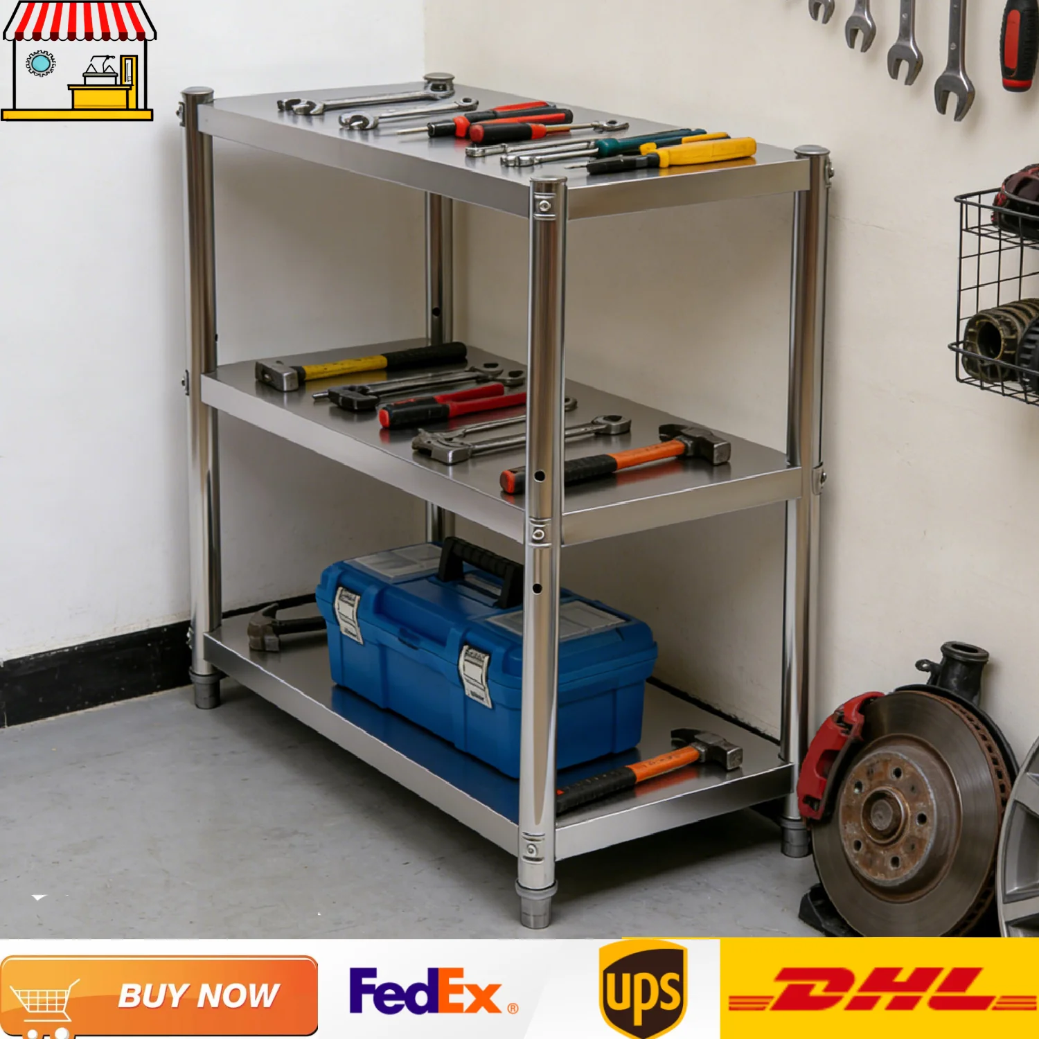 Multifunction Stainless Steel Storage Shelf| 80*80*40cm 3-tier Kitchen Storage Rack| Working Vise Table
Multifunction Stainless Steel Storage Shelf| 80*80*40cm 3-tier Kitchen Storage Rack| Working Vise Table