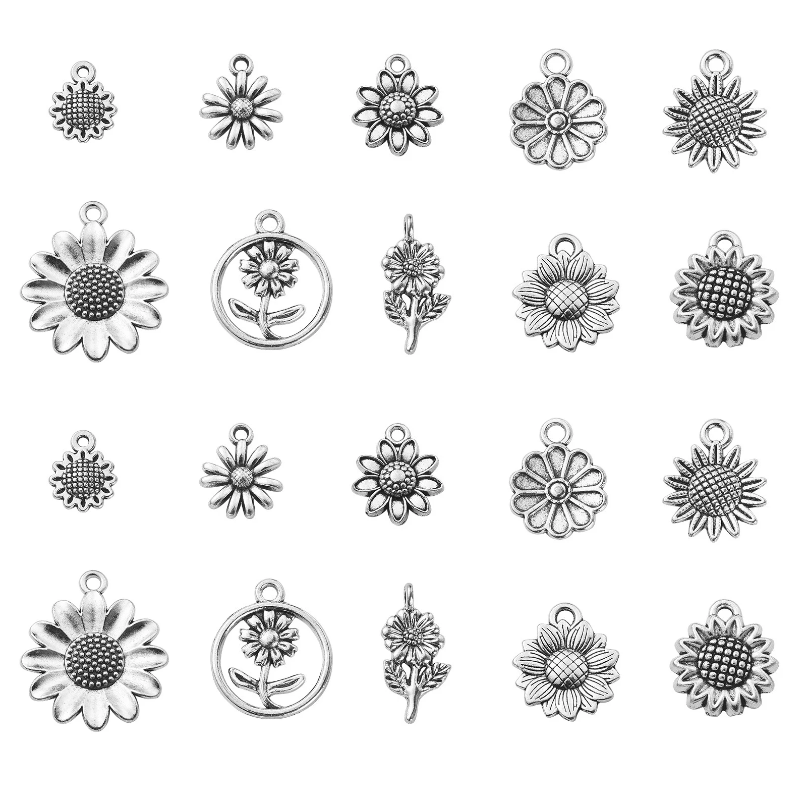 Pandahall 100Pcs 10 Style Tibetan Charms Antique Silver Sunflower Charms Vintage Flower Charms for Jewelry Making DIY Supplies
Pandahall 100Pcs 10 Style Tibetan Charms Antique Silver Sunflower Charms Vintage Flower Charms for Jewelry Making DIY Supplies