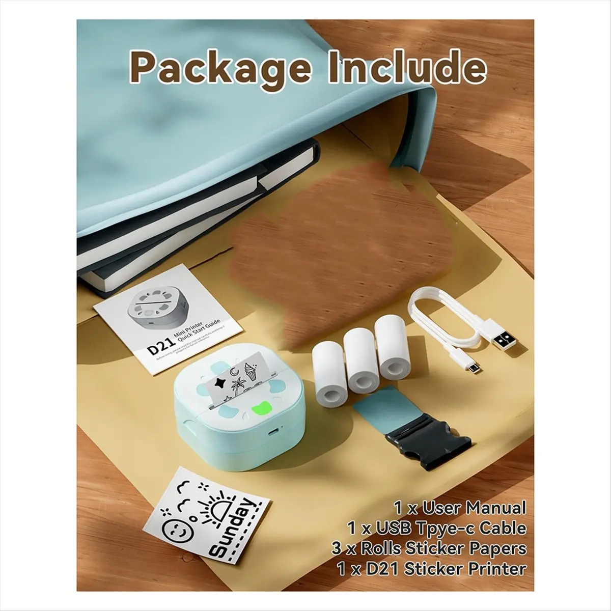 L70A Portable Mini Sticker Printer , D21 Bluetooth Sticker Maker Machine with 3 Rolls Paper, Thermal Inkless Print Pod
L70A Portable Mini Sticker Printer , D21 Bluetooth Sticker Maker Machine with 3 Rolls Paper, Thermal Inkless Print Pod