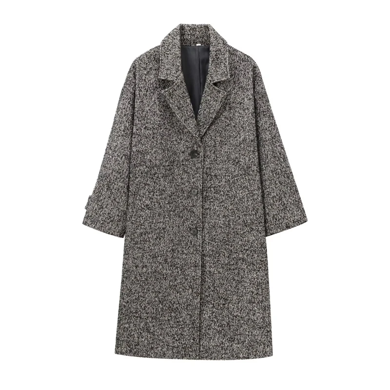 Зимний женский плащ, повседневный воротник с лацканами, теплое длинное пальто, элегантное женское пальто с длинными рукавами, модная шикарная уличная одежда серого цвета
Зимний женский плащ, повседневный воротник с лацканами, теплое длинное пальто, элегантное женское пальто с длинными рукавами, модная шикарная уличная одежда серого цвета