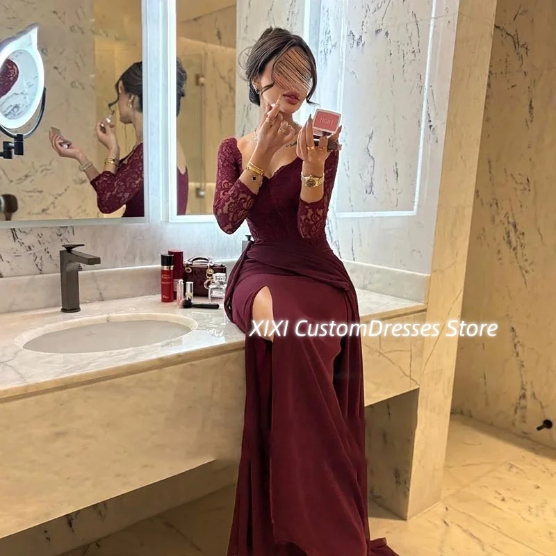 Customized Luxury Evening Dresses A-Line Square Neckline Prom Dresses Floor-Length Long Sleeves Vestidos De Festa Zipper Up
Customized Luxury Evening Dresses A-Line Square Neckline Prom Dresses Floor-Length Long Sleeves Vestidos De Festa Zipper Up