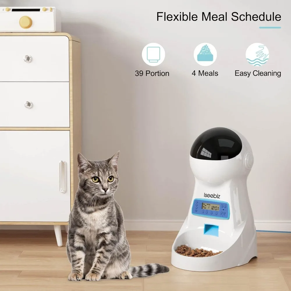 Automatic Cat Feeder, 101oz/3L Timed Cat Feeder for Dry Food with Anti-Clog Design, Up to 4 Meals with Portion Control
Automatic Cat Feeder, 101oz/3L Timed Cat Feeder for Dry Food with Anti-Clog Design, Up to 4 Meals with Portion Control