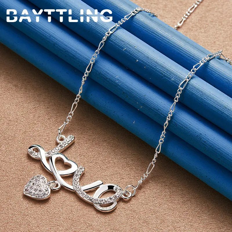 FIne 925 Sterling Silver 18 Inches LOVE Heart Zircon Necklace For Woman Wife Fashion Party Gift Wedding Temperament Jewelry
FIne 925 Sterling Silver 18 Inches LOVE Heart Zircon Necklace For Woman Wife Fashion Party Gift Wedding Temperament Jewelry