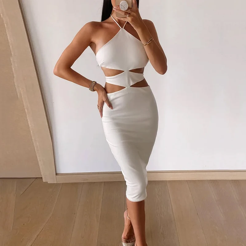 Waytobele Women Midi Dress Summer Casual Sexy Solid Sleeveless Halter Neck Lace Up Hollow Out Nipped Waist Skinny Vacation Dress
Waytobele Women Midi Dress Summer Casual Sexy Solid Sleeveless Halter Neck Lace Up Hollow Out Nipped Waist Skinny Vacation Dress