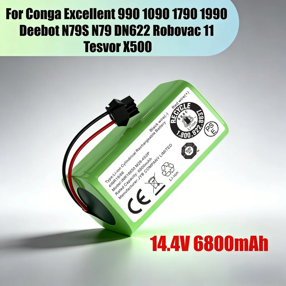 14.4V 6800mAh suitable for Eufy RoboVac 11 11S 15 30 RoboVac 30C Max, Ecovacs Deebot N79 vacuum cleaner battery replacement
14.4V 6800mAh suitable for Eufy RoboVac 11 11S 15 30 RoboVac 30C Max, Ecovacs Deebot N79 vacuum cleaner battery replacement