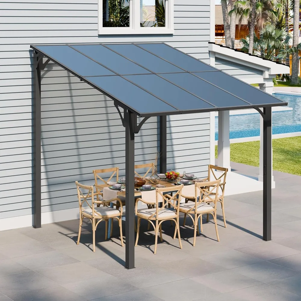 8x10FT Outdoor Pergola, Gazebo Pergola with Sloped Roof, Large Wall Mounted Heavy Duty Awning for Patio, Deck, Backyard
8x10FT Outdoor Pergola, Gazebo Pergola with Sloped Roof, Large Wall Mounted Heavy Duty Awning for Patio, Deck, Backyard