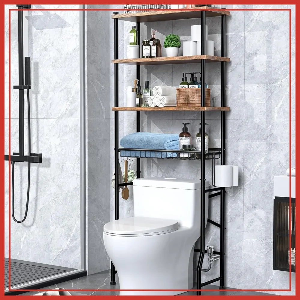Over-The-Toilet Storage Shelves, 4-Tier Bathroom Organizer Shelf with Adjustable Feet, Freestanding Space Saver Rack
Over-The-Toilet Storage Shelves, 4-Tier Bathroom Organizer Shelf with Adjustable Feet, Freestanding Space Saver Rack