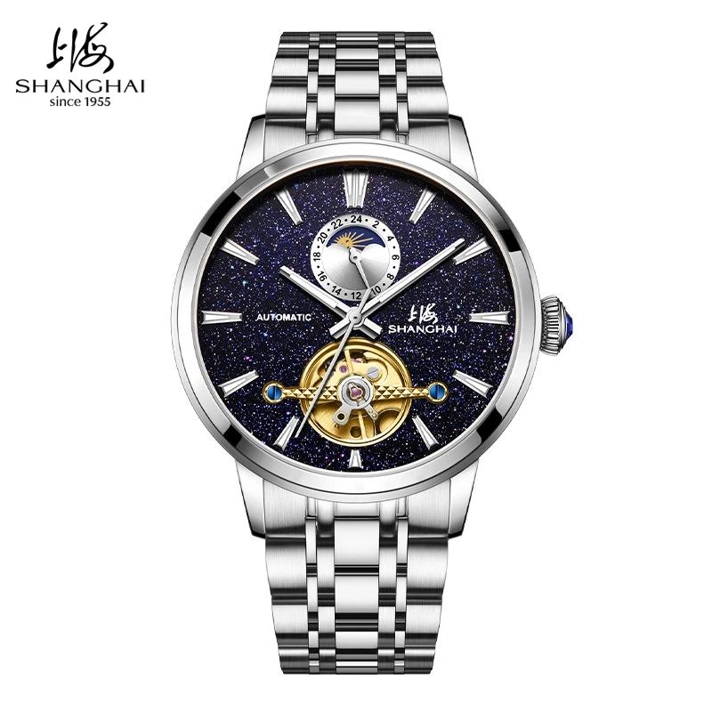 Shanghai Watch Starry Sky Flywheel Men's Watches Calendar Automatic Mechanical Wristwatch 316L Stainless Steel Clock 42mm S8609
Shanghai Watch Starry Sky Flywheel Men's Watches Calendar Automatic Mechanical Wristwatch 316L Stainless Steel Clock 42mm S8609