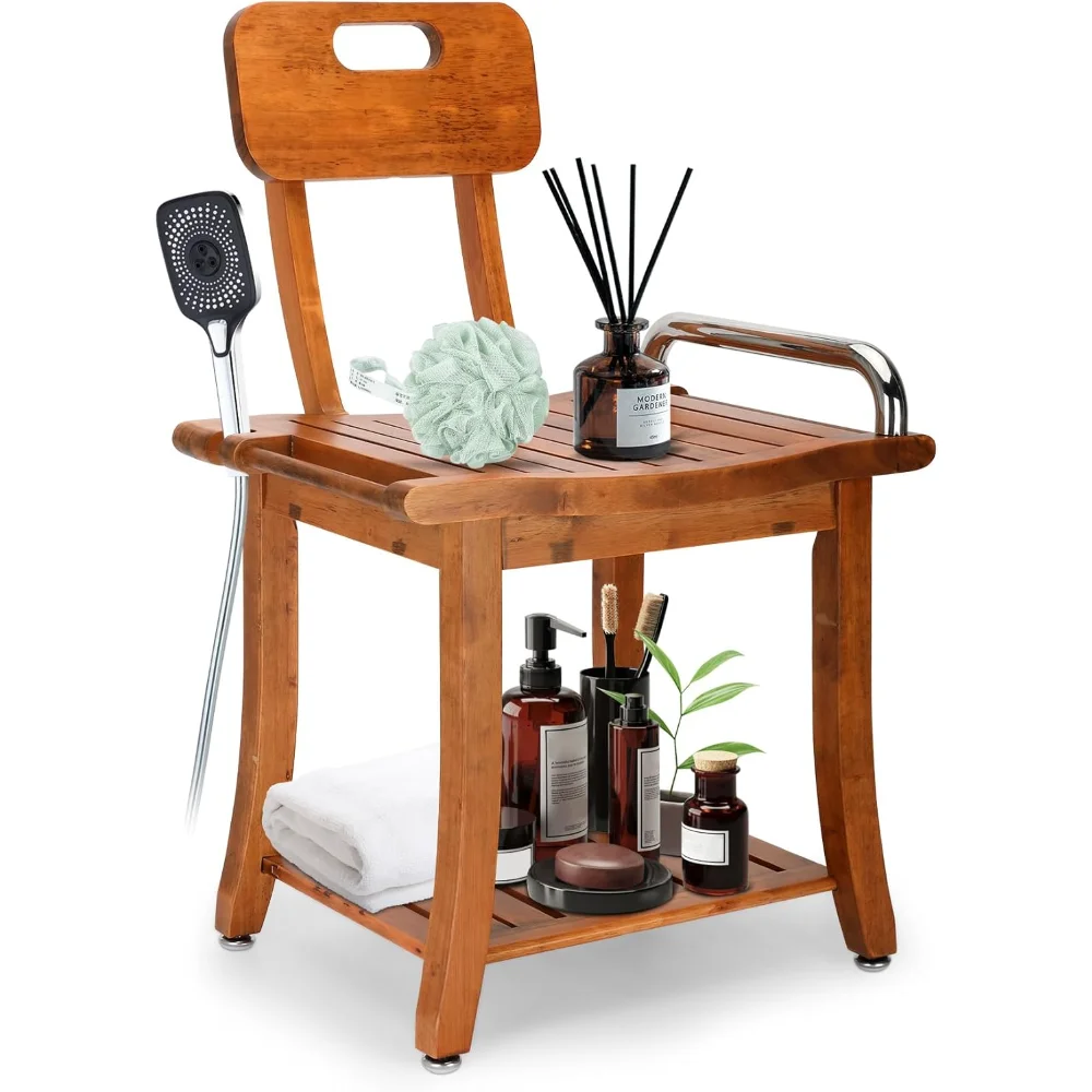 Teak Shower Bench Chair with Back Support, 18.7 inch Solid Wood Shower Stool Waterproof Shower Seat, Bathroom Chairs
Teak Shower Bench Chair with Back Support, 18.7 inch Solid Wood Shower Stool Waterproof Shower Seat, Bathroom Chairs