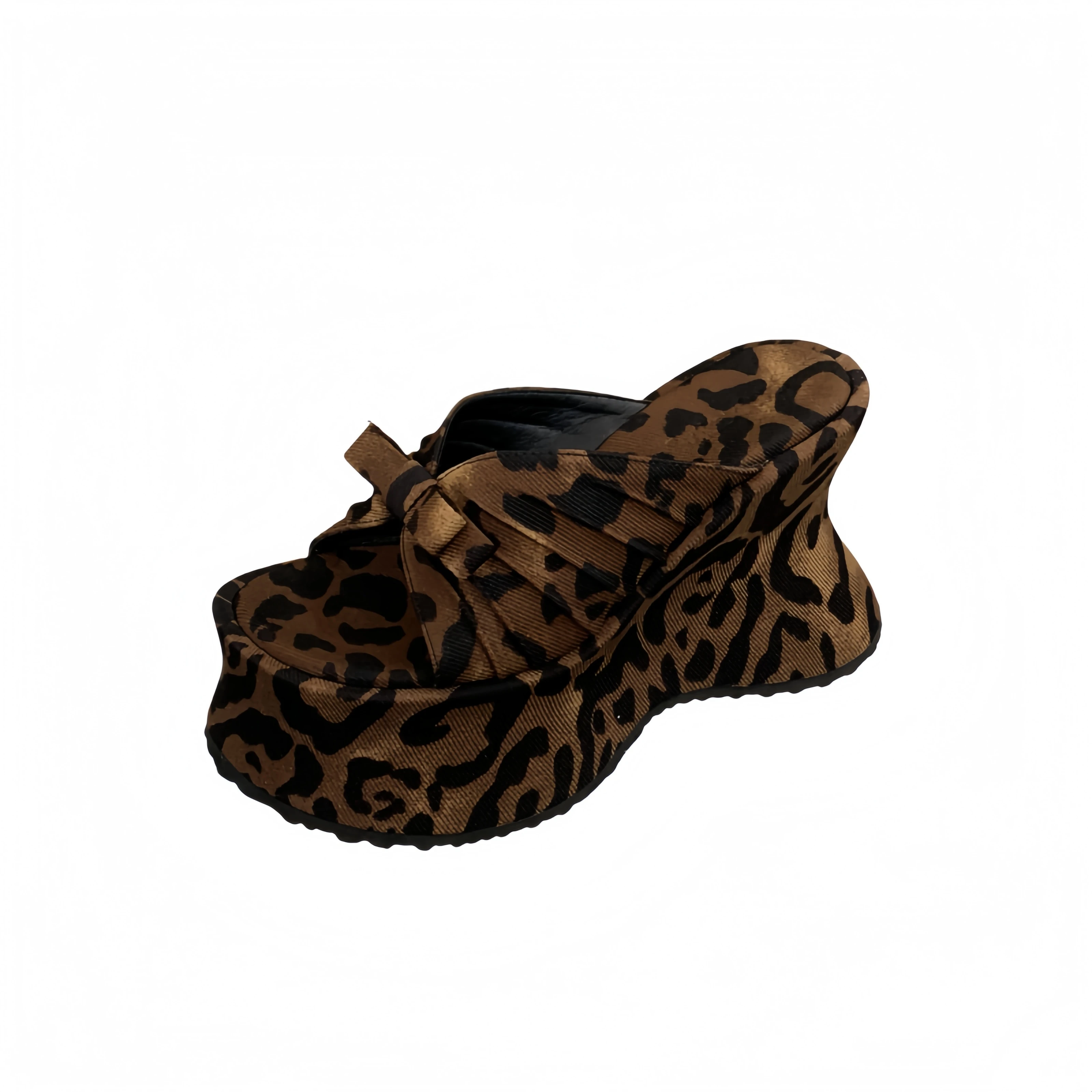 Женские сандалии на танкетке 11 см, леопардовые шлепанцы на платформе, летняя повседневная обувь, черные модные шлепанцы на высоком каблуке с бантом из лайкры
Женские сандалии на танкетке 11 см, леопардовые шлепанцы на платформе, летняя повседневная обувь, черные модные шлепанцы на высоком каблуке с бантом из лайкры