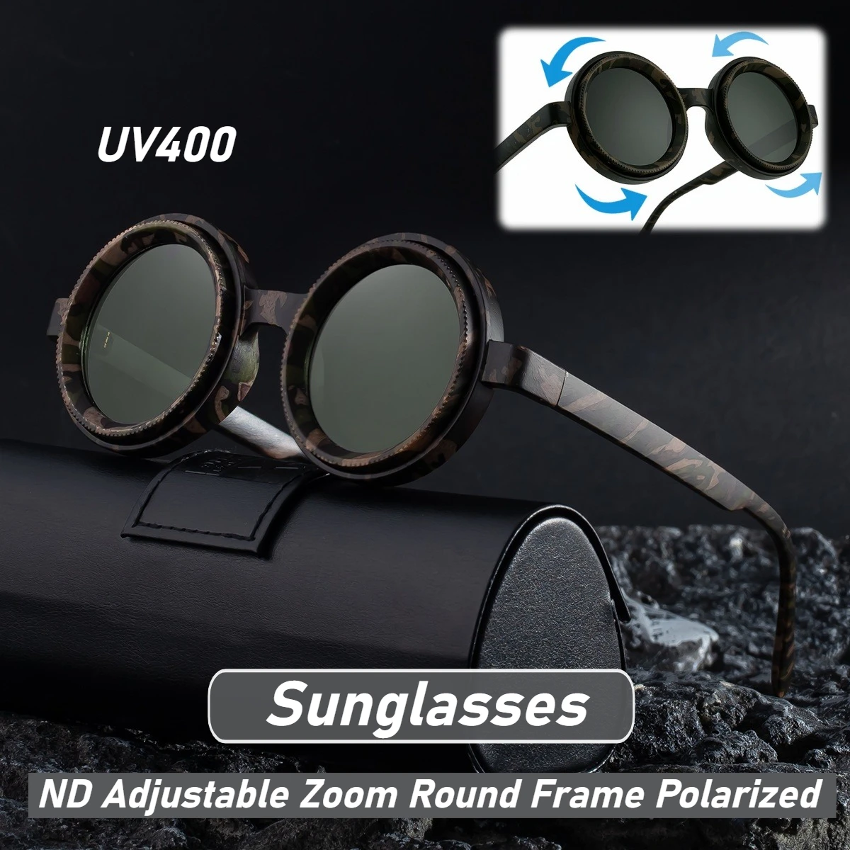 Neutral Fashion New ND Adjustable Zoom Round Frame Polarized Sunglasses Outdoor Driving Fishing Steampunk Style UV400 Sunglasses
Neutral Fashion New ND Adjustable Zoom Round Frame Polarized Sunglasses Outdoor Driving Fishing Steampunk Style UV400 Sunglasses