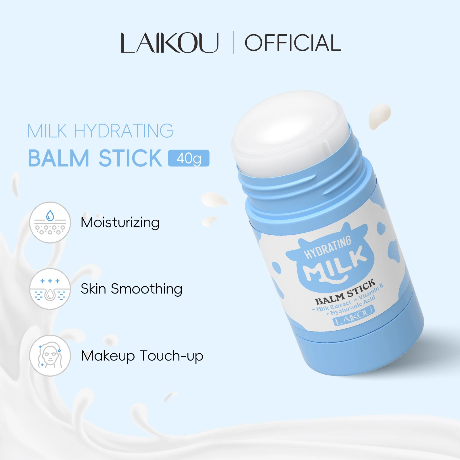 LAIKOU Milk Moisturizing Stick 40g, Face Hydrating Balm, Nourishing Solid Lotion for Dry Skin, Travel Skin Care Fast Absorbing
LAIKOU Milk Moisturizing Stick 40g, Face Hydrating Balm, Nourishing Solid Lotion for Dry Skin, Travel Skin Care Fast Absorbing