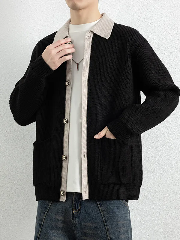 Color Blo Knitted Cardigan Men's Casual Sweater Jaet Bla Button up Versatile Autumn Winter Fake Two-Piece Loose Fit
Color Blo Knitted Cardigan Men's Casual Sweater Jaet Bla Button up Versatile Autumn Winter Fake Two-Piece Loose Fit