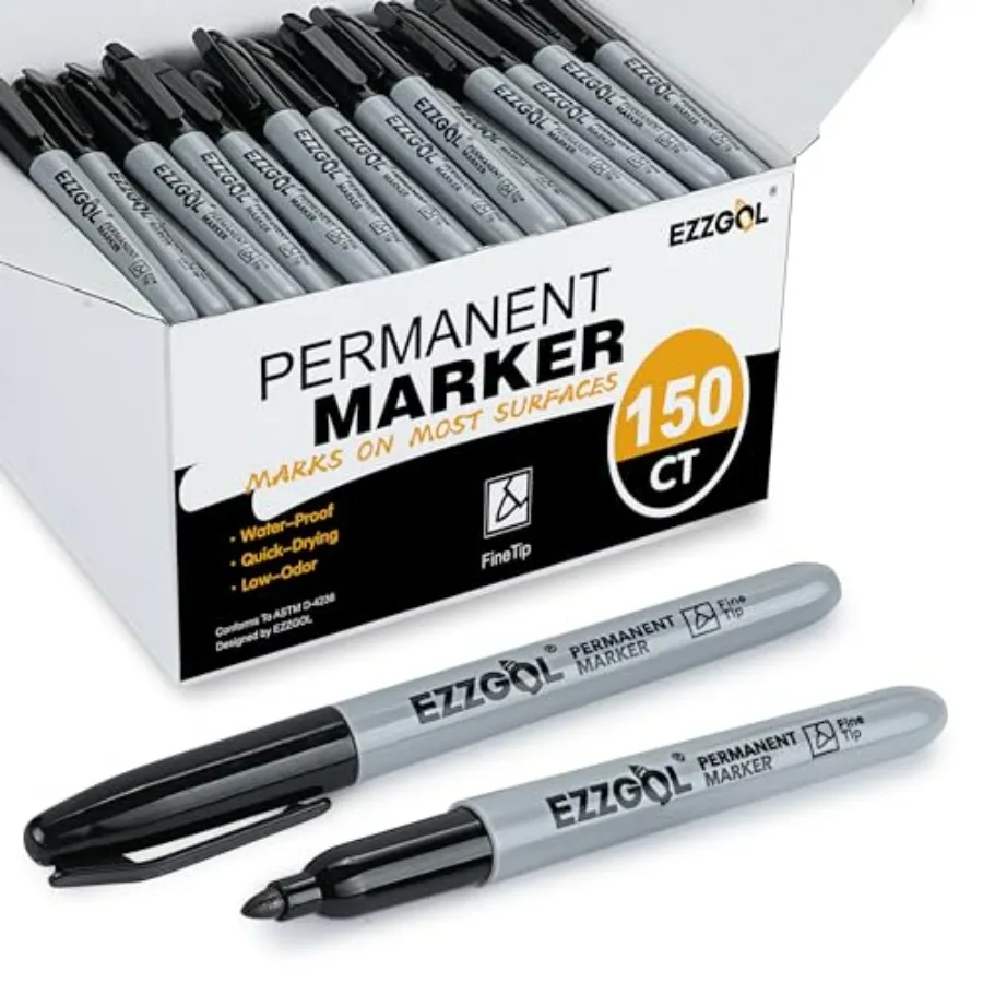 Permanent Markers Bulk, 150 Pack Fine Tip Black Permanent Markers, Waterproof Markers, Premium Smear Proof Pens, Quick Drying,
Permanent Markers Bulk, 150 Pack Fine Tip Black Permanent Markers, Waterproof Markers, Premium Smear Proof Pens, Quick Drying,