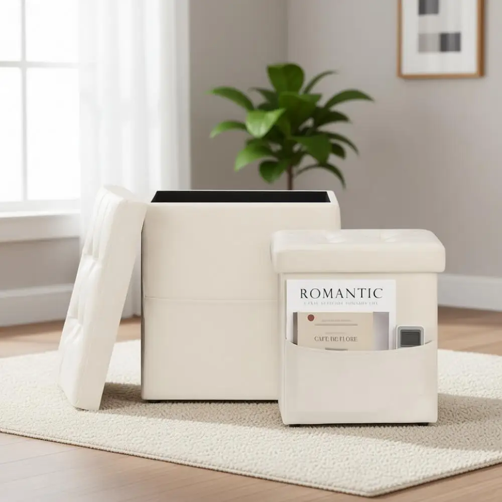 Набор из 2 пуфов для хранения с боковыми карманами, 16,8 дюймов, маленькая мягкая подставка для ног, многофункциональная, для гостиной, спальни, кремовый
Набор из 2 пуфов для хранения с боковыми карманами, 16,8 дюймов, маленькая мягкая подставка для ног, многофункциональная, для гостиной, спальни, кремовый