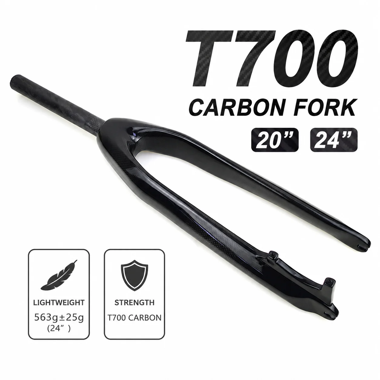 T700 Carbon Fiber Bicycle Front Fork 20/24 Inch MTB Road Bike Fork Disc Brake Fork 3K Carbon Glossy Matte Ultra Light 535g Racin
T700 Carbon Fiber Bicycle Front Fork 20/24 Inch MTB Road Bike Fork Disc Brake Fork 3K Carbon Glossy Matte Ultra Light 535g Racin