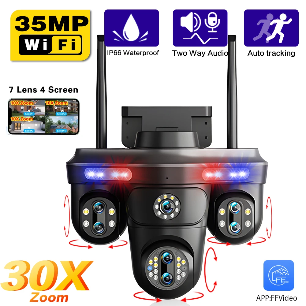 10X Zoom Wifi PTZ Security Camera Outdoor Color Night Vision 4K Seven Lens Auto Tracking Wireless CCTV Video Surveillance Camera
10X Zoom Wifi PTZ Security Camera Outdoor Color Night Vision 4K Seven Lens Auto Tracking Wireless CCTV Video Surveillance Camera