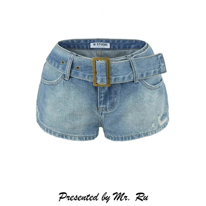 Retro Distressed Denim Shorts Women's Low Waist Belted Length Slimming Cotton Summer Jeans High Heel Leg Lengthening
Retro Distressed Denim Shorts Women's Low Waist Belted Length Slimming Cotton Summer Jeans High Heel Leg Lengthening