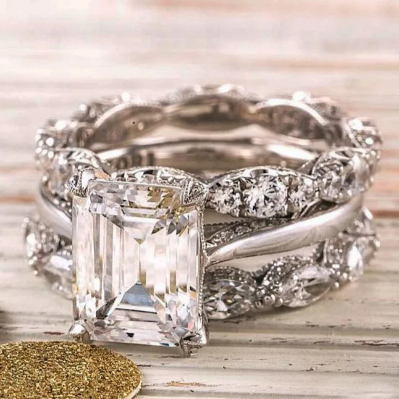 Silver Color Inlay Square Zircon Three Piece Set For Women Custom Jewelry
Silver Color Inlay Square Zircon Three Piece Set For Women Custom Jewelry