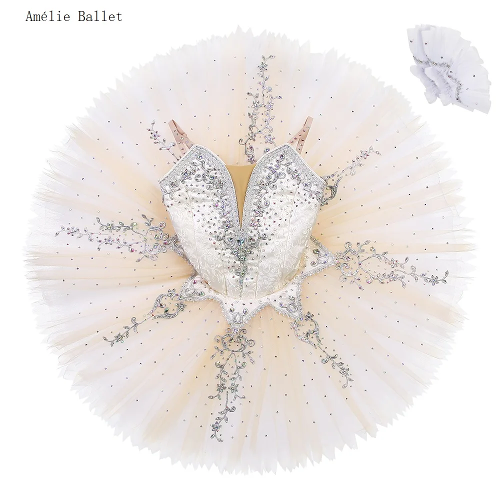 B25019 Ivory Professional Ballet Tutu with Silver Trim Made-to-order Ballet Tutus for YAGP or Stage Performance
B25019 Ivory Professional Ballet Tutu with Silver Trim Made-to-order Ballet Tutus for YAGP or Stage Performance