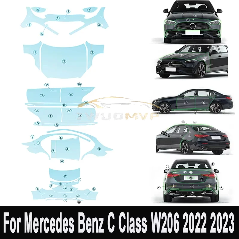 Pre Cut PPF Car Paint Protection Film Kit Clear Anti Scratch Transparent Body Sticker For Mercedes Benz C Class W206 2022 2023
Pre Cut PPF Car Paint Protection Film Kit Clear Anti Scratch Transparent Body Sticker For Mercedes Benz C Class W206 2022 2023