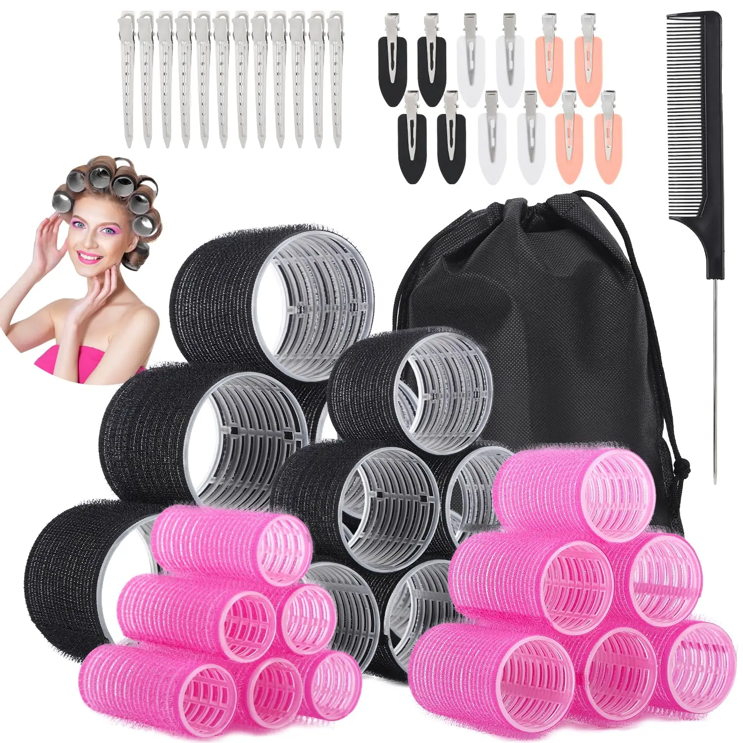 50-Piece Self-Grip Hair Rollers Set, 4 Sizes + Clips + Comb, for Long/Medium/Short Hair, Heatless Curls
50-Piece Self-Grip Hair Rollers Set, 4 Sizes + Clips + Comb, for Long/Medium/Short Hair, Heatless Curls