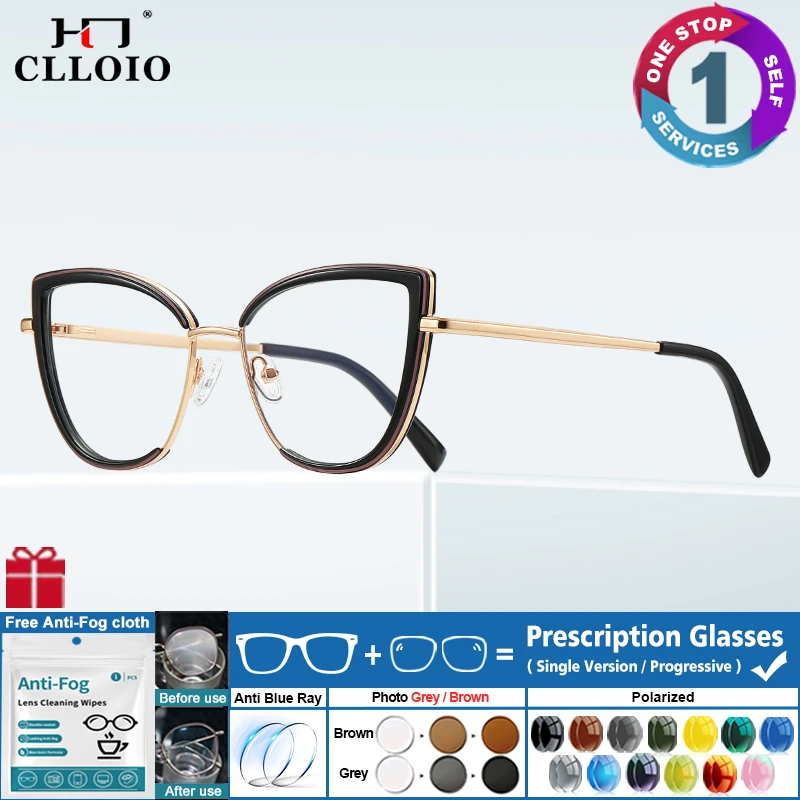 CLLOIO Premium Cat Eye Prescription Myopia Glasses Women's Fashion Sweet Reading Glasses Multifocal Photochromic Eyeglasses 3153
CLLOIO Premium Cat Eye Prescription Myopia Glasses Women's Fashion Sweet Reading Glasses Multifocal Photochromic Eyeglasses 3153