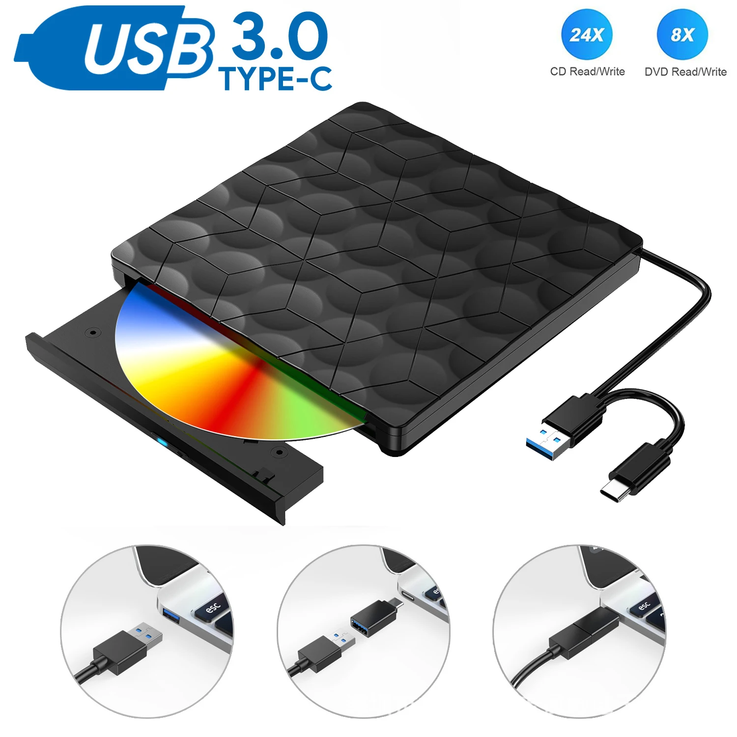 Внешний DVD-плеер USB3.0 Type-C CD DVD-запись и устройство чтения для ноутбука, настольного ПК, Mac, Windows, Linux, iOS, медиаплеер
Внешний DVD-плеер USB3.0 Type-C CD DVD-запись и устройство чтения для ноутбука, настольного ПК, Mac, Windows, Linux, iOS, медиаплеер