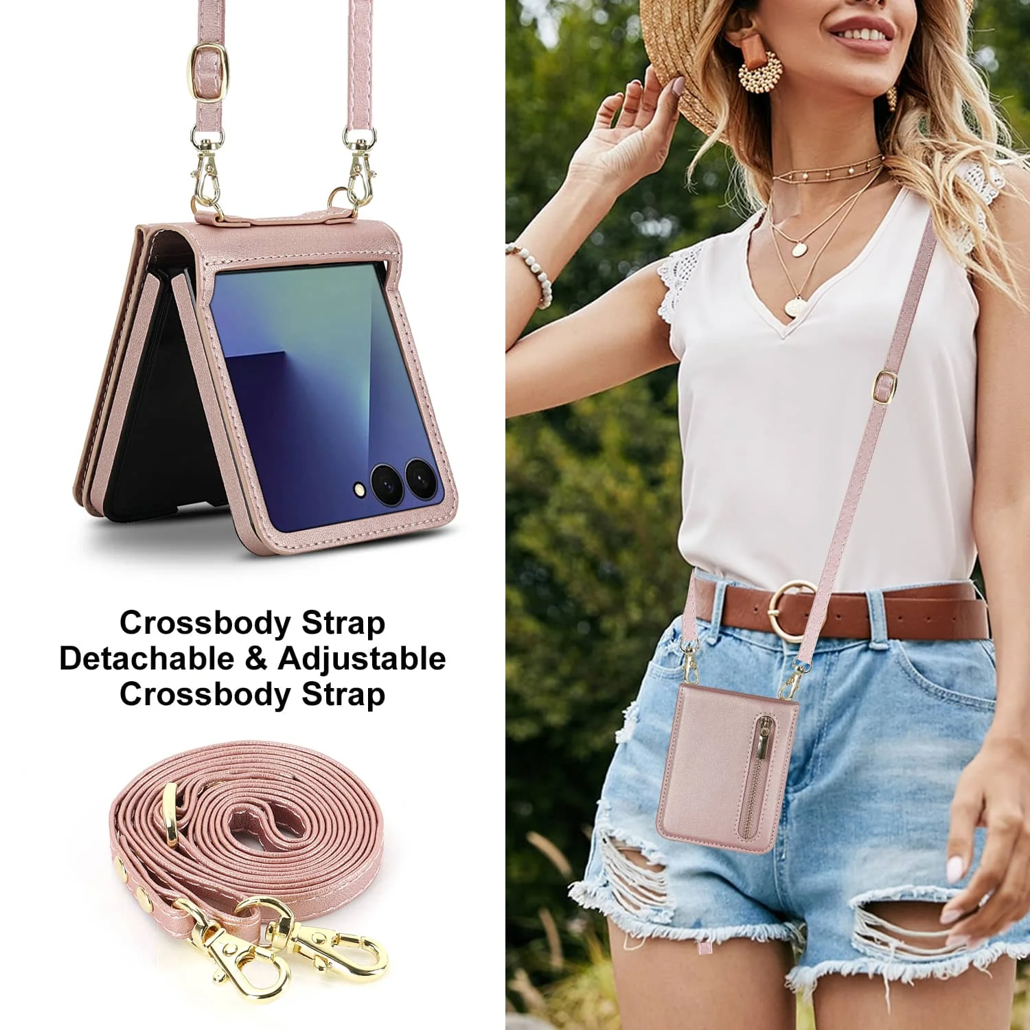 For Samsung Galaxy Z Flip 7 Case, Crossbody Wallet Case with Multi Card Slots, Zipper Pocket, Foldable Flip Shockproof Cover
For Samsung Galaxy Z Flip 7 Case, Crossbody Wallet Case with Multi Card Slots, Zipper Pocket, Foldable Flip Shockproof Cover