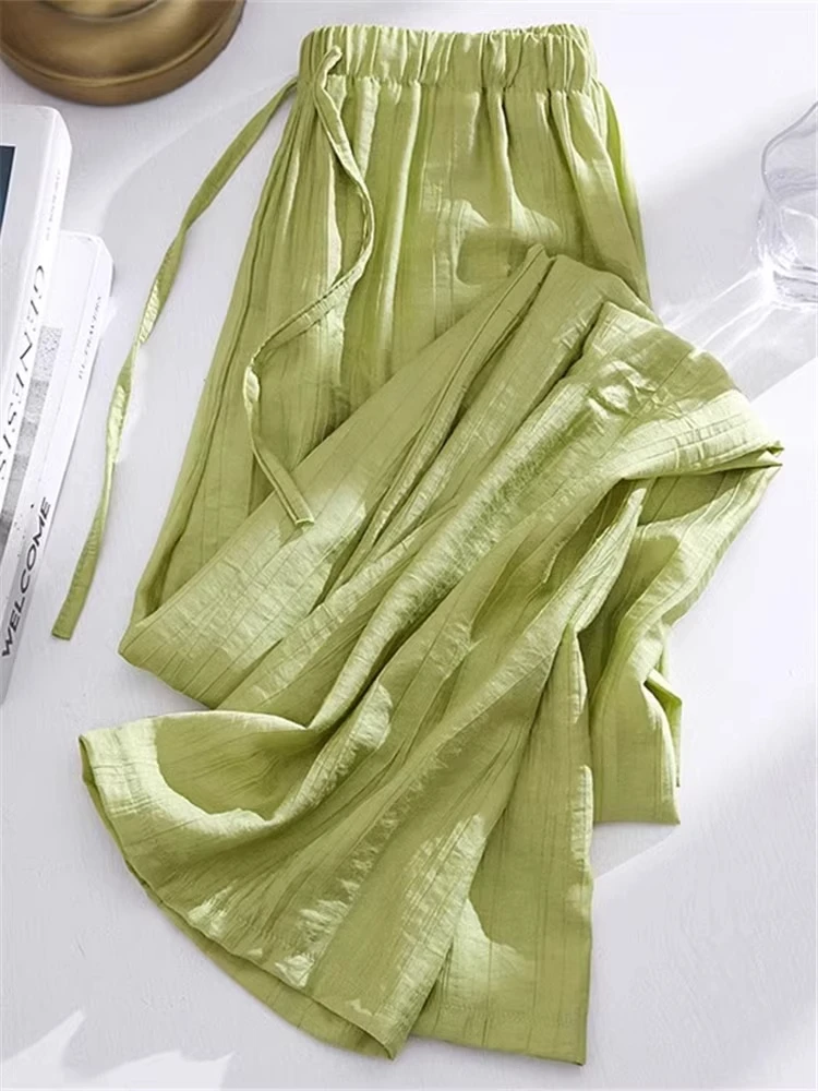 Slim Wide Leg Pants Women's Lazy Ice Silk Cotton Linen Casual Summer Thin Hanging Sensation Small Size Saburo Pants
Slim Wide Leg Pants Women's Lazy Ice Silk Cotton Linen Casual Summer Thin Hanging Sensation Small Size Saburo Pants