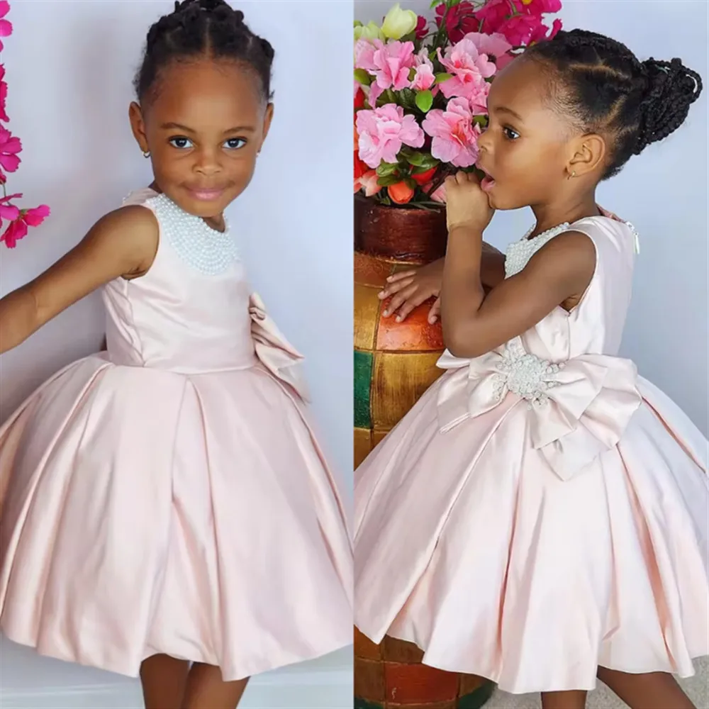 Pink Satin Lovely Flower Girl Dress for Wedding Pearls Bow Sleeveless Princess Birthday Party First Communion Gown Customized
Pink Satin Lovely Flower Girl Dress for Wedding Pearls Bow Sleeveless Princess Birthday Party First Communion Gown Customized