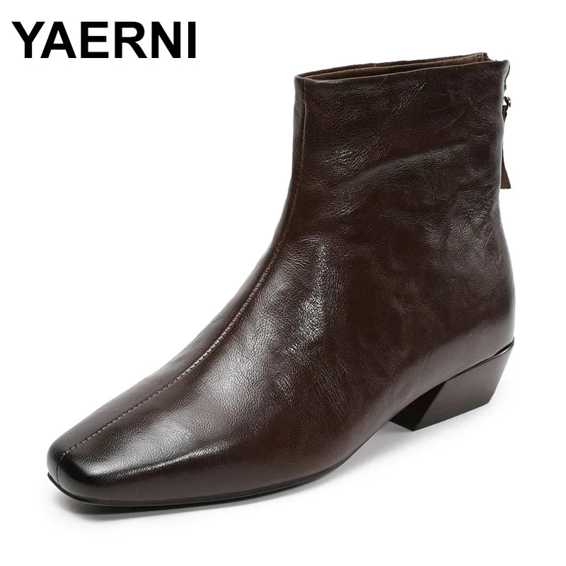 Women Chelsea Boots Winter Square Toed Genuine Leather Sheepskin Back Zipper Thick Heel Casual Warm Ankle Boots
Women Chelsea Boots Winter Square Toed Genuine Leather Sheepskin Back Zipper Thick Heel Casual Warm Ankle Boots