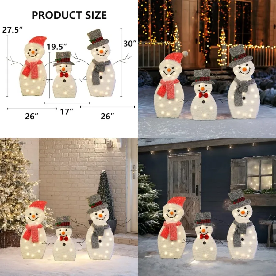 Snowman Christmas Decorations, 3-Piece Light Up 2D Snowman Family, 60 L Waterproof for Indoor or Outdoor Garden Yard Lawn Holid
Snowman Christmas Decorations, 3-Piece Light Up 2D Snowman Family, 60 L Waterproof for Indoor or Outdoor Garden Yard Lawn Holid