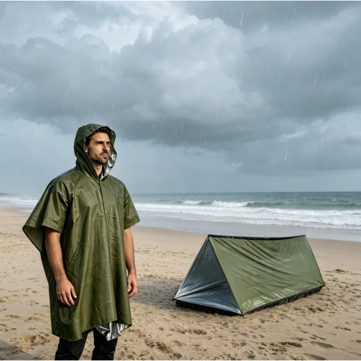 Reusable Aluminum Foil Emergency Set Raincoat + Simple Tent Outdoor Weather Protection Supplies for Mountaineering Fishing
Reusable Aluminum Foil Emergency Set Raincoat + Simple Tent Outdoor Weather Protection Supplies for Mountaineering Fishing
