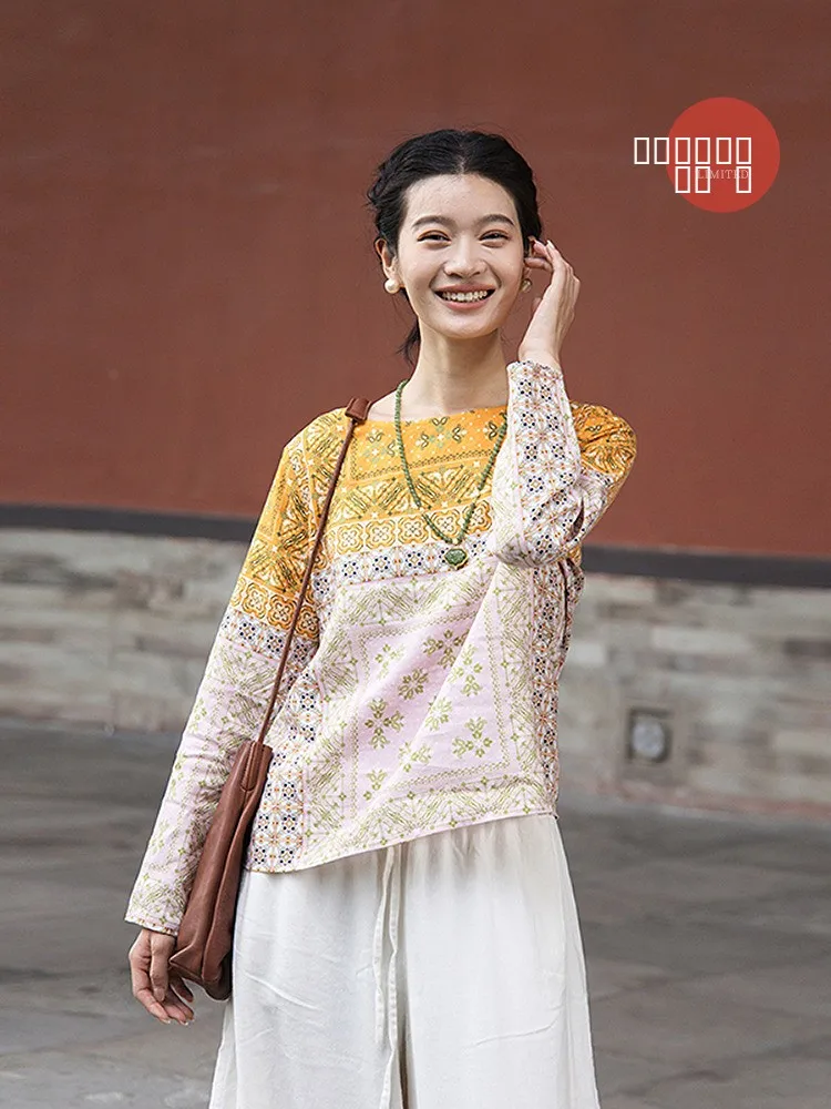 Женская футболка с длинным рукавом, повседневная, с принтом, вязаная, с цветными блоками, из льняной ткани, свободного кроя, для повседневного использования
Женская футболка с длинным рукавом, повседневная, с принтом, вязаная, с цветными блоками, из льняной ткани, свободного кроя, для повседневного использования