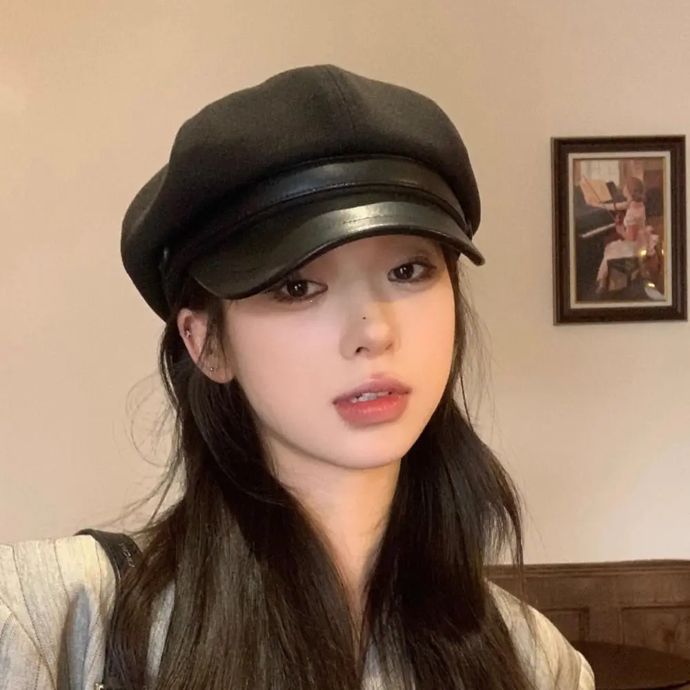 Casual British Style Pu Leather Beret Korean Style Retro Wool Octagonal Hat Newsboy Cap Artist Hat Painter Hat Travel
Casual British Style Pu Leather Beret Korean Style Retro Wool Octagonal Hat Newsboy Cap Artist Hat Painter Hat Travel