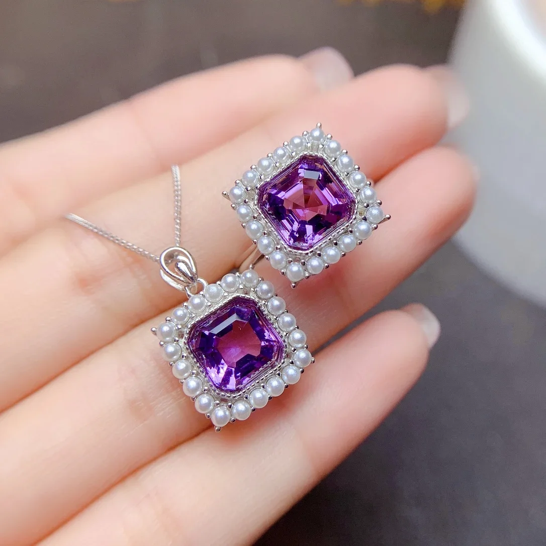 925 Sterling Silver Set Ladies Necklace amethyst Jewelry Set Christmas free shipping wholesale elegant ladies set boutique
925 Sterling Silver Set Ladies Necklace amethyst Jewelry Set Christmas free shipping wholesale elegant ladies set boutique