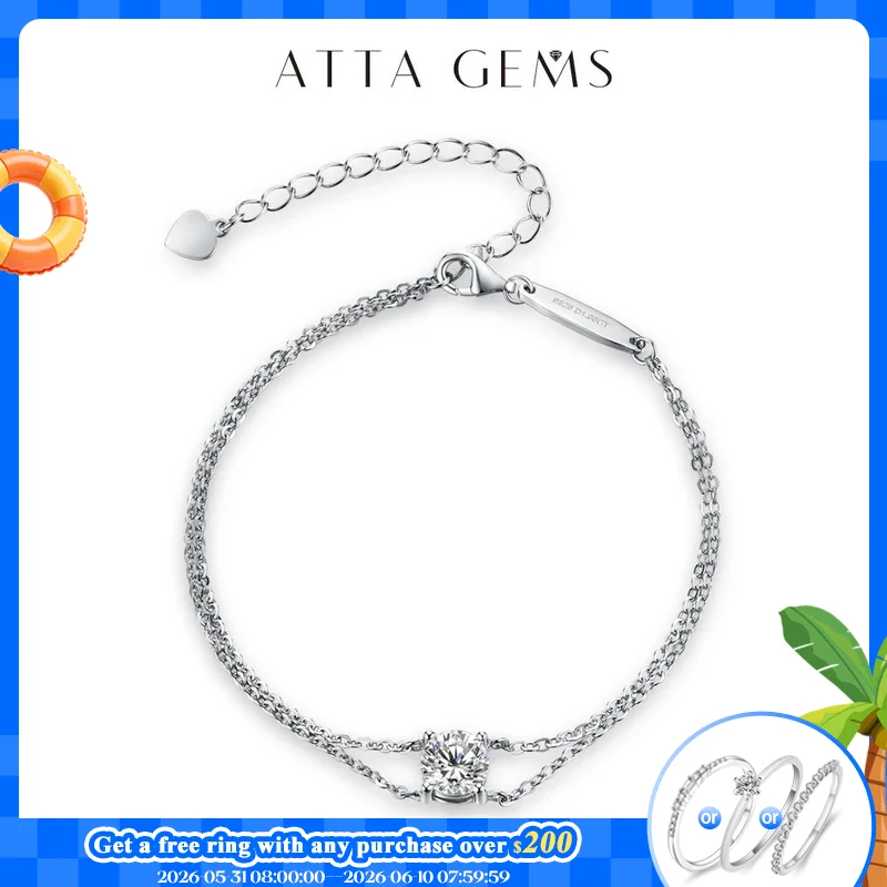 ATTAGEMS S925 Silver Double Chain Solitaire Moissanite Women Bracelet Adjustable 16+3cm Elegant Everyday Jewelry Gifts Wholesale
ATTAGEMS S925 Silver Double Chain Solitaire Moissanite Women Bracelet Adjustable 16+3cm Elegant Everyday Jewelry Gifts Wholesale