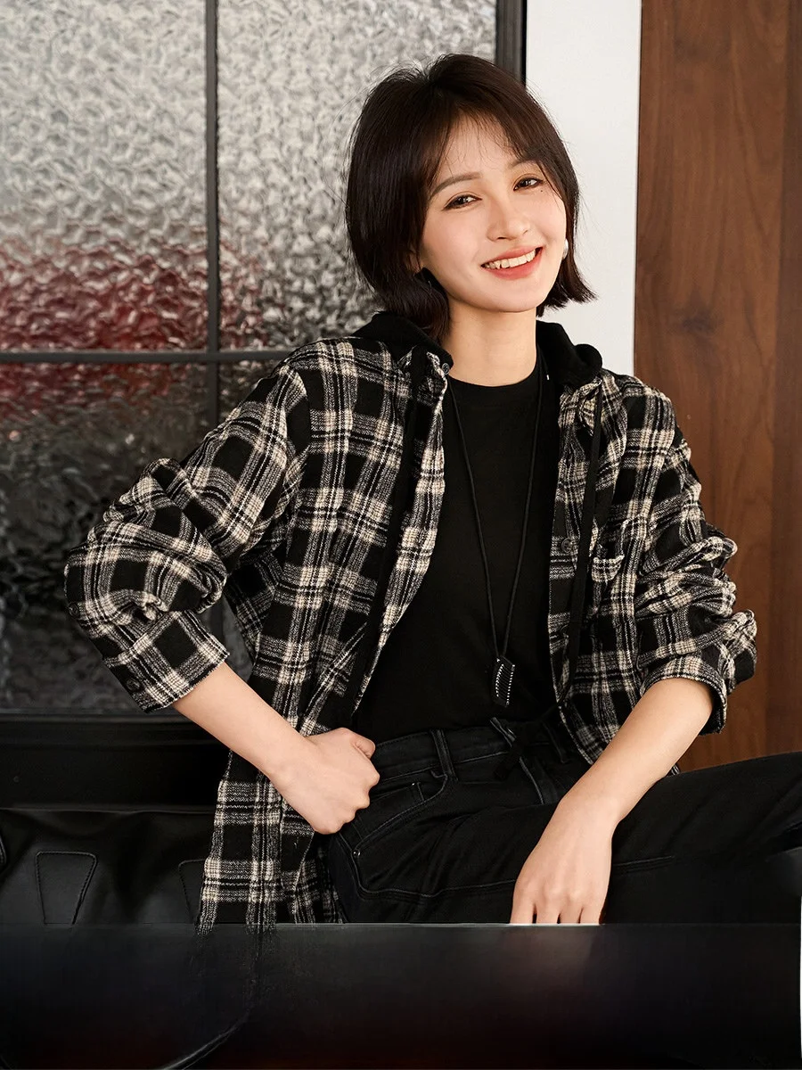American Style Wool Blend Coat with Hood Loose Fit Ladies Outerwear Warm Plaid Patterned Spring New Arrivals Xhange
American Style Wool Blend Coat with Hood Loose Fit Ladies Outerwear Warm Plaid Patterned Spring New Arrivals Xhange