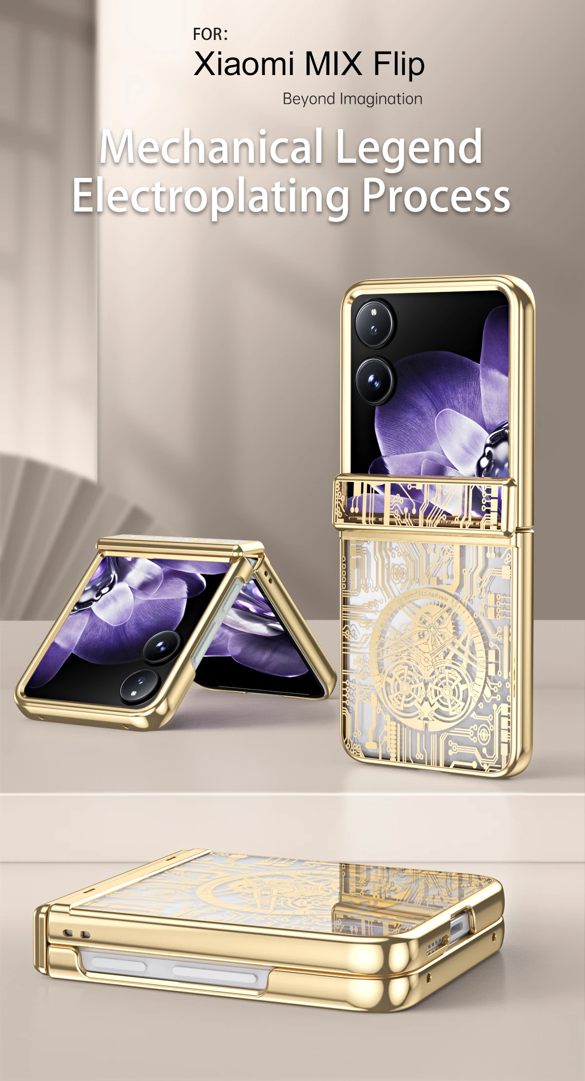 Case For Xiaomi Mix Flip Mechanical Design Premium Texture Electroplated Shell Full Hinge Anti-scratch Anti-drop Cover
Case For Xiaomi Mix Flip Mechanical Design Premium Texture Electroplated Shell Full Hinge Anti-scratch Anti-drop Cover
