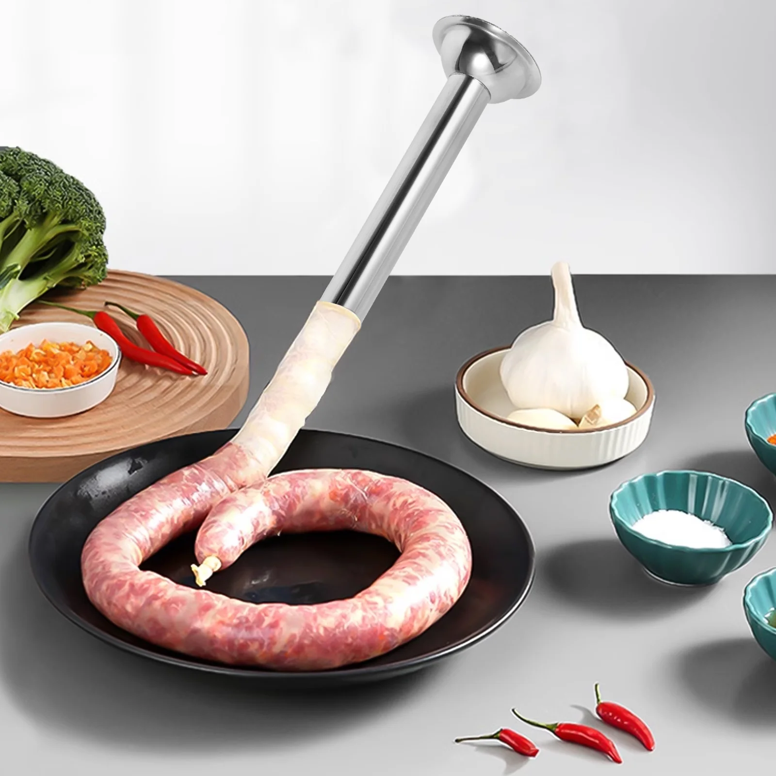 Stainless Steel Sausage Stuffer Funnel Meat Filler Tube Manual Kitchen Tool Easy Clean Sausage Making Accessories
Stainless Steel Sausage Stuffer Funnel Meat Filler Tube Manual Kitchen Tool Easy Clean Sausage Making Accessories