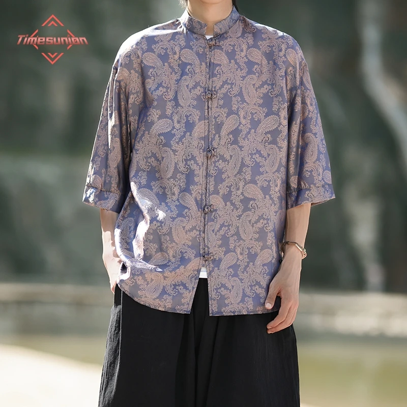 Jacquard Ледяные шелковые рубашки для мужчины Лето прохладно дышащий Hanfu короткие рубашки
Jacquard Ледяные шелковые рубашки для мужчины Лето прохладно дышащий Hanfu короткие рубашки