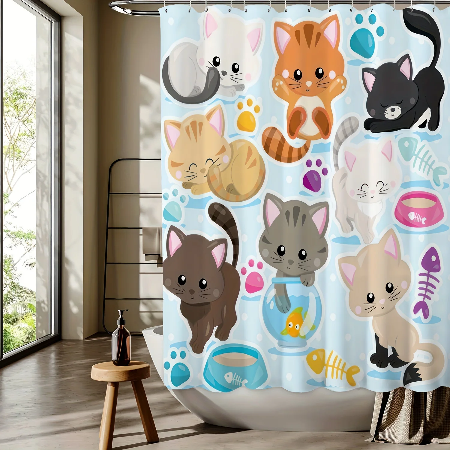 Kitten Cartoon Pattern Digital Print Shower Curtain - Machine Washable, Reversible Polyester, All-Season Bathroom/Home Decor
Kitten Cartoon Pattern Digital Print Shower Curtain - Machine Washable, Reversible Polyester, All-Season Bathroom/Home Decor