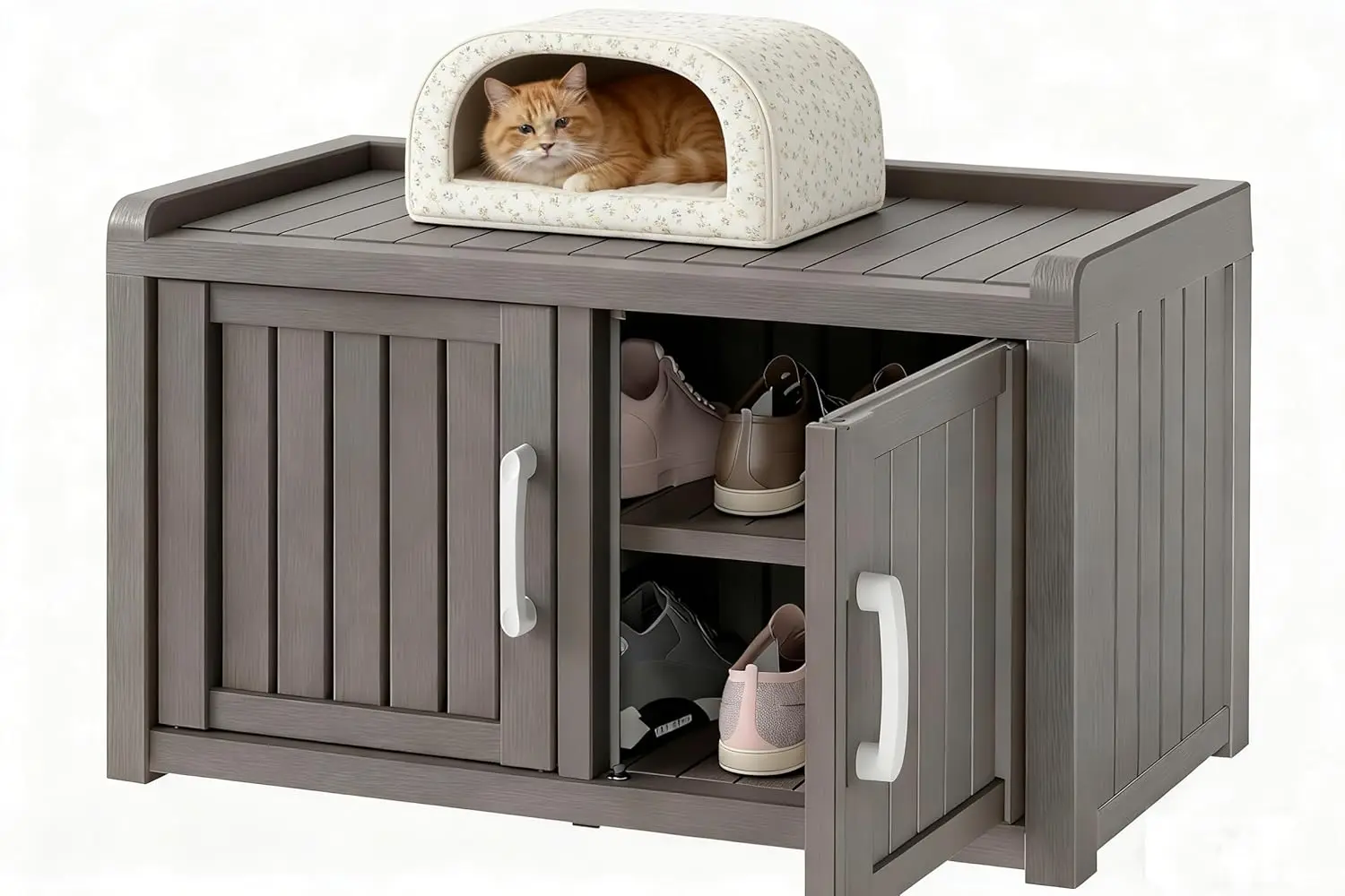 Shoe Storage Cabinet Waterproof UV-Resistant, Entryway Storage Bench Indoor Outdoor With 2 Barn Doors, Adjustable, Customized
Shoe Storage Cabinet Waterproof UV-Resistant, Entryway Storage Bench Indoor Outdoor With 2 Barn Doors, Adjustable, Customized