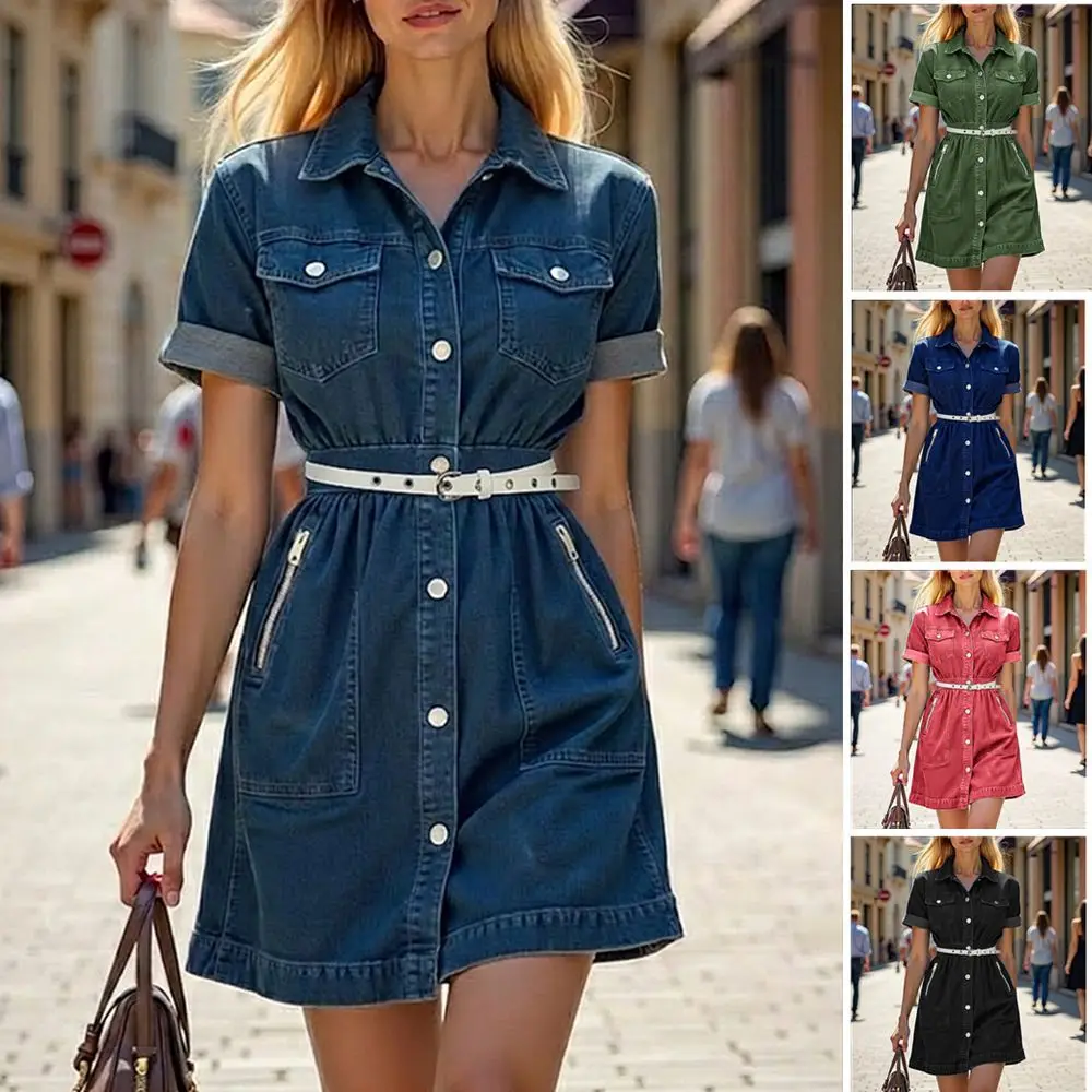European And American Spring/Summer Denim Cardigan, Short-Sleeve A-Line Skirt, Multi-Color dresses big sizes women summer dress
European And American Spring/Summer Denim Cardigan, Short-Sleeve A-Line Skirt, Multi-Color dresses big sizes women summer dress